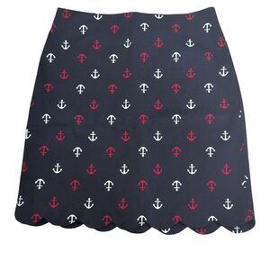 Talbot's Nautical Skirt, Navy Blue With Anchors, Scalloped Bottom, Women's Sz 6